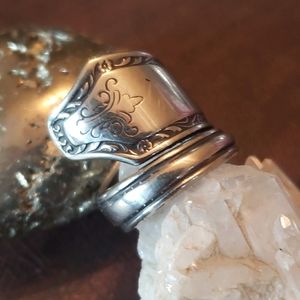 Handmade Gothic Bohemian Style Wrap Around Vintage Spoon Ring Sz 8